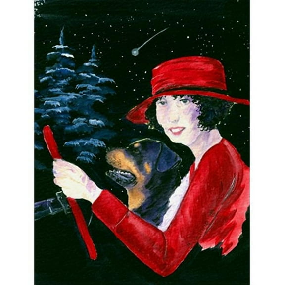 11 x 15 in. Lady Driving with her Rottweiler Garden Size Flag