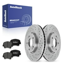 AutoShack 11.81" (300 mm) Front Vented Drilled & Slotted Brake Rotors Coated   Premium Ceramic Brake Pad | Replacement for 2017-2018 Kia Forte | Silver Zinc Coated | 6-PC Brake Kit | SilverShield Pro