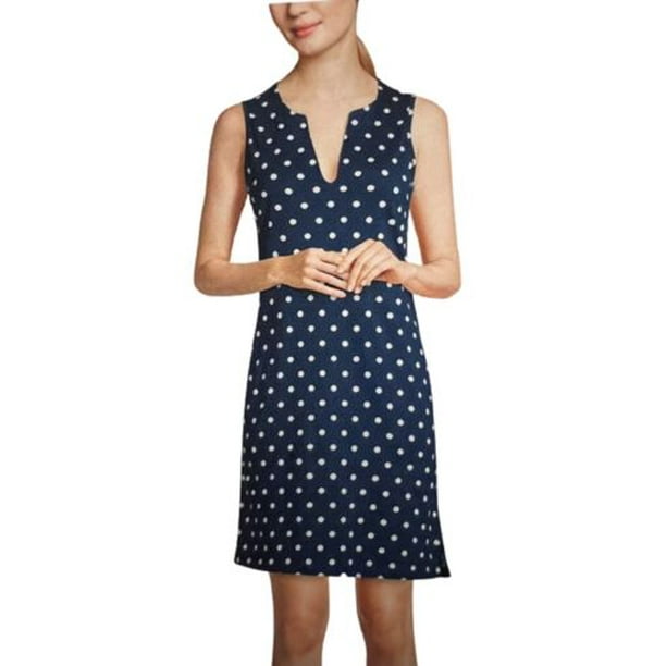 Lands' End Womens Cotton Jersey Sleeveless Swim Coverup Dress