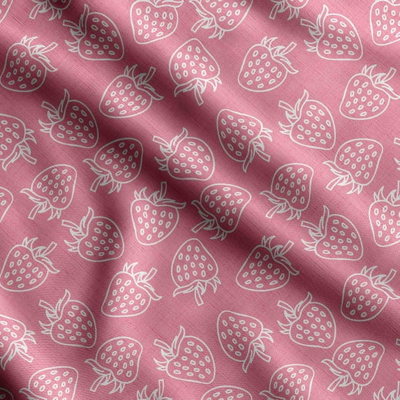 Soimoi Watercolor Fruit Print,Cotton Cambric, Quilting Fabric Sold by The Yard 42 Inch Wide, Medium Weight Cotton Fabric, SewingSupplies,Pink & White