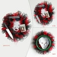 thumbnail image 5 of Halloween Red Mesh Mask Wreath, Creative Ghost Festival Party Wreath for Front Door Wall Hanging Haunted House Arrangement Props Festival Celebrations Decoration Holiday Home Decor, 5 of 9