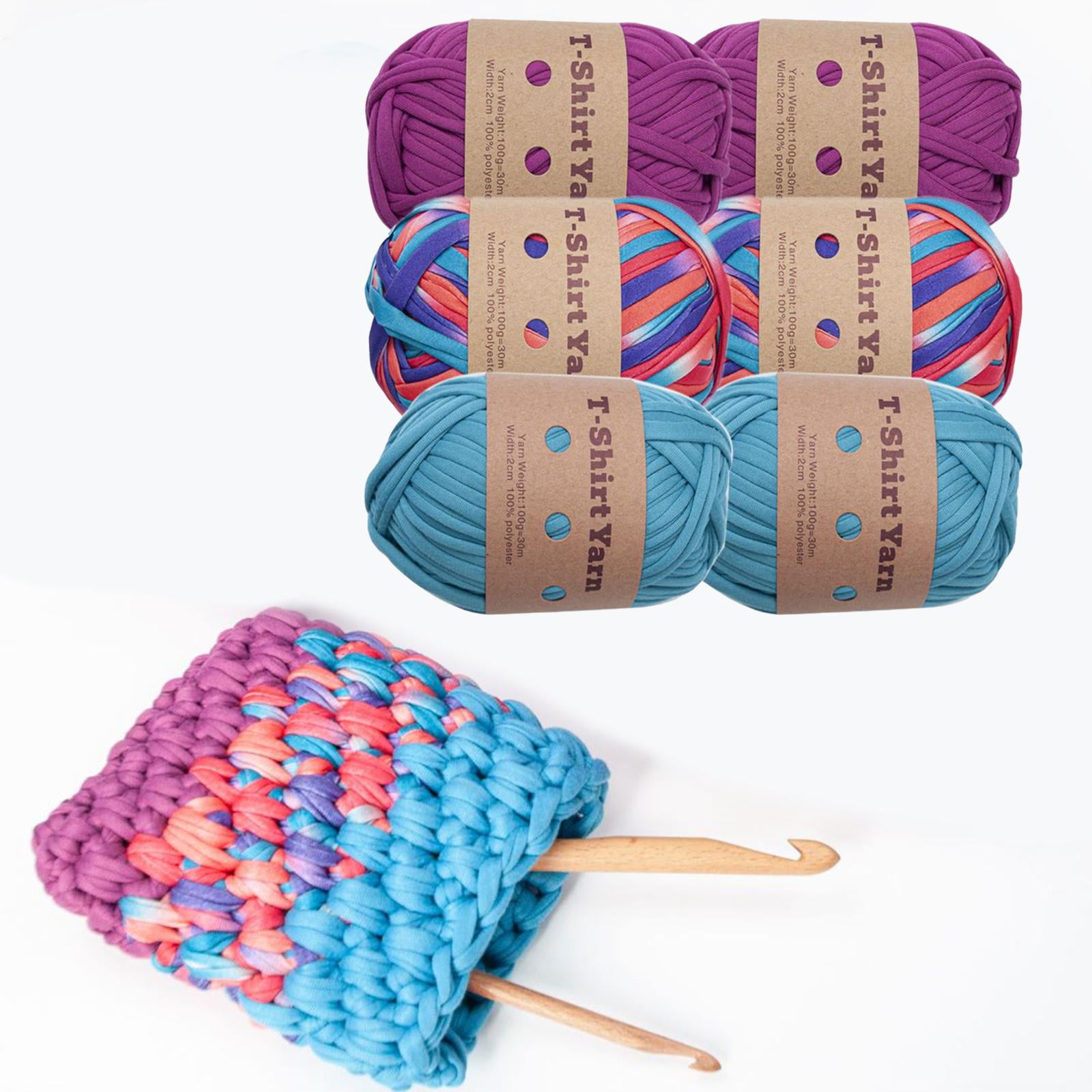 6 Pieces T Shirt Yarn Bag Making Material Crocheting Hand Knitting Hand Knit Tubular Yarn Weaving Thread Yarn for Macrame Hats Scarf Cushion Style C