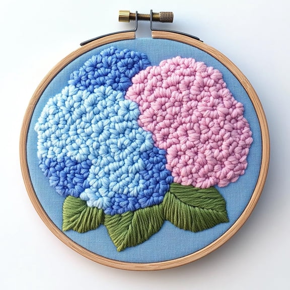 DIY Punch Needle Kits Hydrangea Flowers Easy for Beginners Punch Needle Embroidery Set with Hoop Stamped Pattern for Craft lovers and Home Decor-9