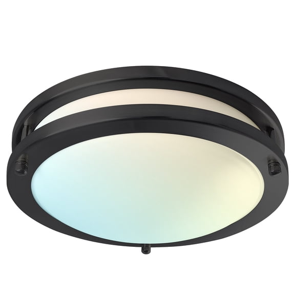 Luxrite 10 inch LED Flush Mount Ceiling Light, 5 Color Selectable 2700K-5000K, Dimmable, 14W, 1050 Lumens, ETL Listed, Matte Black
