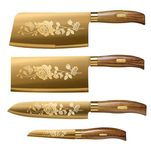 Plys Kitchen Chef Knife Set, 4 Piece Professional Ultra Sharp Knives Set, Non-Stick Coated Stainless Steel for Home and Kitchen
