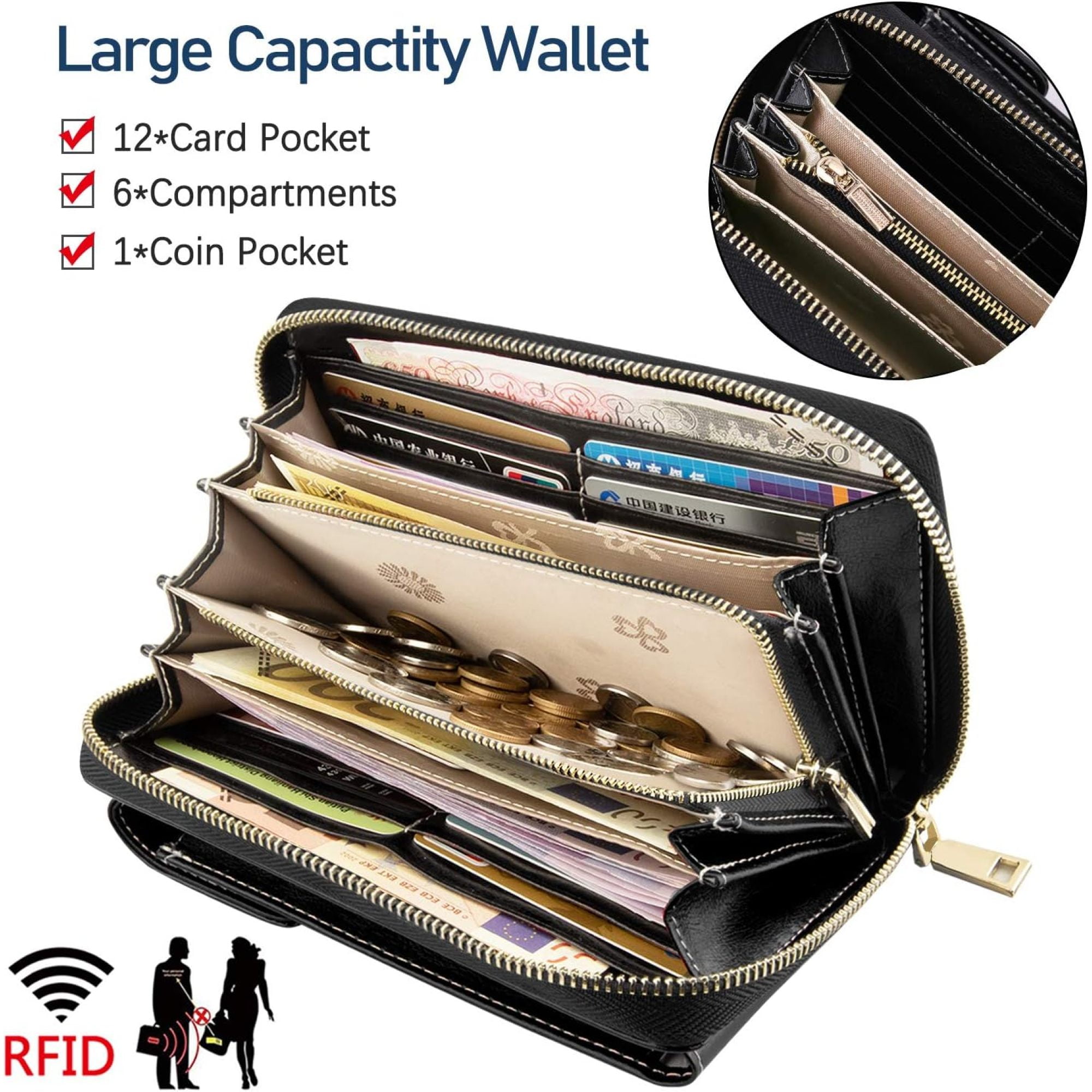 SQDWYGG Small Crossbody Phone Bags for Women Leather Cell Phone Purse Wallet,A-black