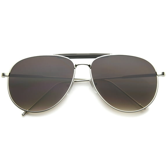 sunglassLA - Classic Retro Metal Wire Teardrop Flat Lens Crossbar Aviator Sunglasses - 56mm