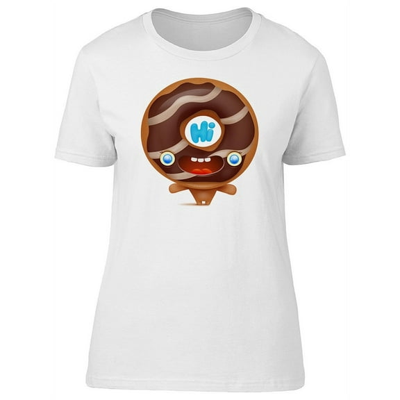 Cute Chocolate Donut Cartoon T-Shirt Women -Image by Shutterstock, Female x-Large