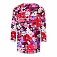 thumbnail image 4 of CYMMPU Fall Fashion Shirts 3/4 Sleeve Round Neck Flower Pattern Blouses for Women Dressy Casual Spring Tops Loose Fit T-Shirts Lightweight Basic T-Shirts Multicolor XL, 4 of 5