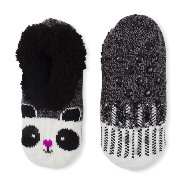 Teddy Fur Face Panda Slipper Sock, 1Pack