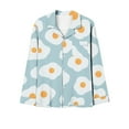 thumbnail image 4 of CALAFEBILA Women's Satin Pajamas Button Pajamas for Women Loungewear Notch Collar Floral Print Tops with Pocket and Pants, 4 of 4