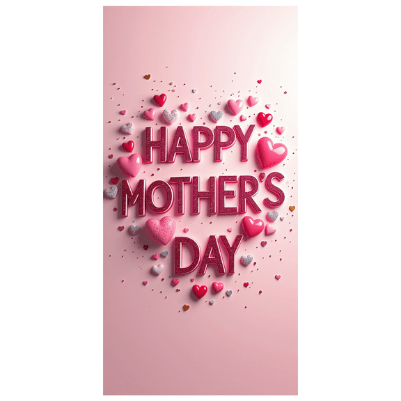 Pink Heart Themed Banner for Mother's Day Decorations Backdrop Party Supplies Photography Props Family Gatherings Home Decor Celebrations