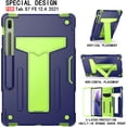 thumbnail image 3 of Epicgadget Case for Samsung Galaxy Tab S8+ (SM-X800/X806) / Tab S7 FE (SM-T730/T736) / Tab S7 Plus (SM-T970/T975/T976) 12.4" Tablet Shockproof Rugged Hybrid Cover Case with Kickstand (Navy Blue/Green), 3 of 5