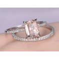 thumbnail image 3 of HeartsAndYou 2.1ct Natural Peach Morganite Bridal Set Engagement Ring 14k SOLID White Gold, 3 of 9