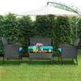 thumbnail image 2 of Costway 8PCS Patio Rattan Furniture Set Cushioned Sofa Coffee Table Backyard Turquoise, 2 of 12