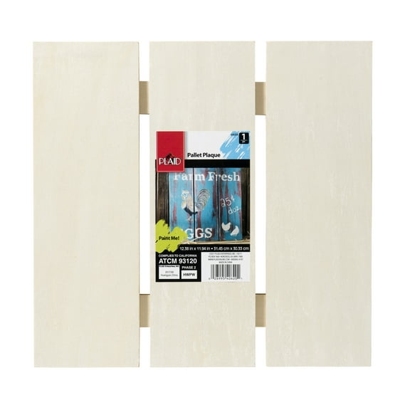 Plaid 40620 Unpainted Wood Surface, Square Pallet Plaque, 1 Piece, 12" x 12"