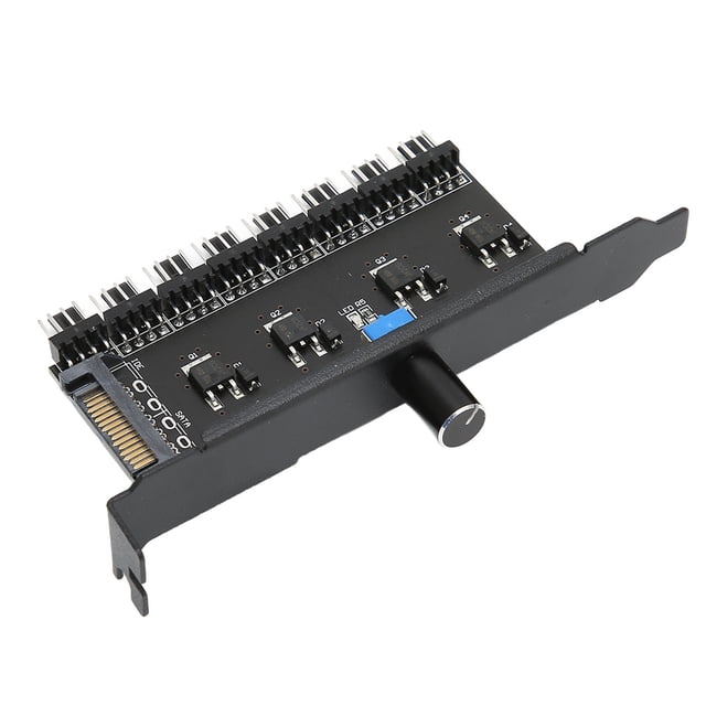 PC Fan Hub, Knob Adjustment High Accuracy PC Fan Controller Low Loss Space Saving Interface 8 Channels for Water Cooling System for CPU Chassis