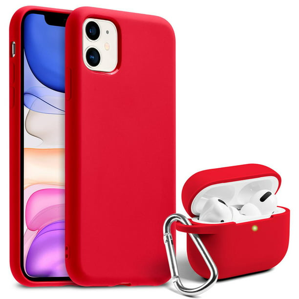 iPhone 11 Case and Airpods Case Same Color Bundle Set, Silicone Thin Full Covered Camera Protection] GMYLE for Apple iPhone 11 6.1" with Airpods Pro Case (True Red) - Walmart.com