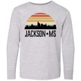 thumbnail image 3 of Inktastic Jackson Mississippi Skyline Retro Long Sleeve Youth T-Shirt, 3 of 5