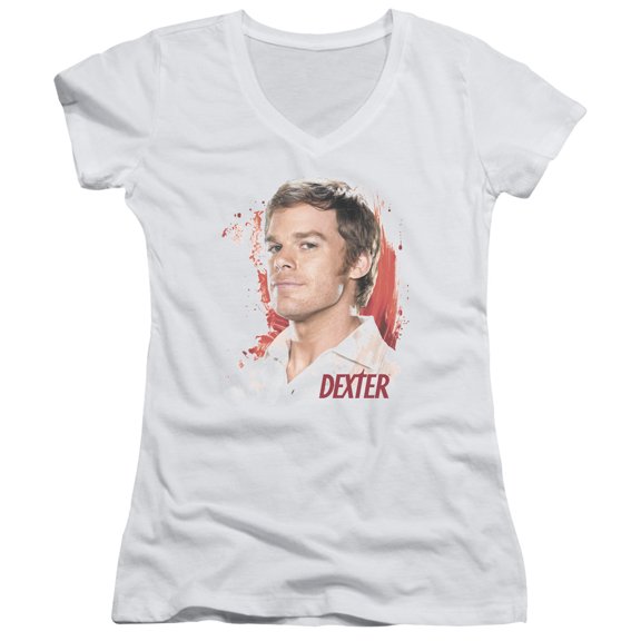 Dexter Blood Splatter Junior Women's V-Neck T-Shirt White