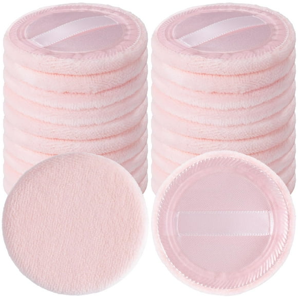 HINZIC Paquete de 25 almohadillas redondas de 2.362 in para aplicadores de maquillaje de base, esponja de polvo facial de algodón suave y agradable para la piel, almohadillas de terciopelo para cosmét