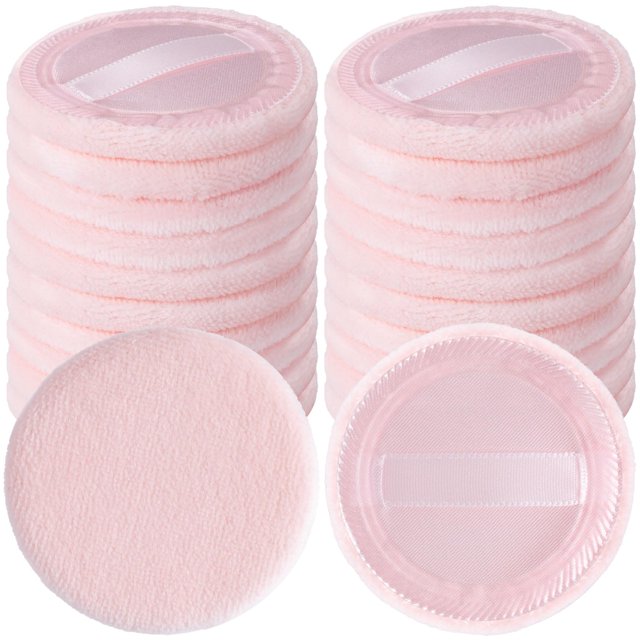 HINZIC Paquete de 25 almohadillas redondas de 2.362 in para aplicadores de maquillaje de base, esponja de polvo facial de algodón suave y agradable para la piel, almohadillas de terciopelo para cosmét