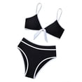 thumbnail image 4 of DHFJKG High Waist Swimsuits Women 2 Piece Bikini Set Twist Front Triangle Top Briefs Bottoms Color Block Summer Swimwear Versatile Beachwear, 4 of 4