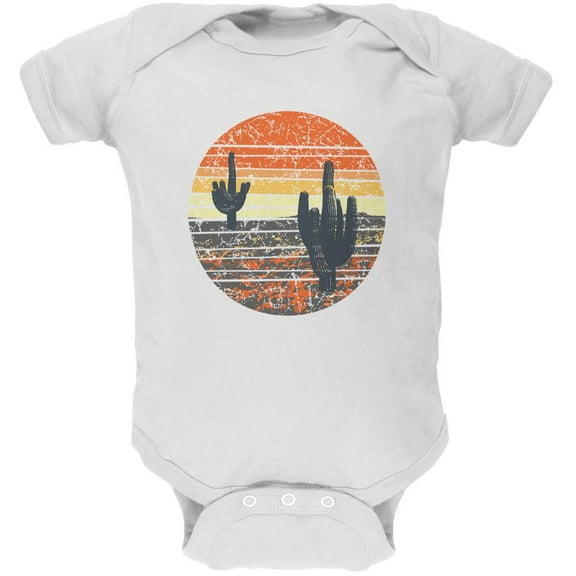 Vintage Cactus Sunset Soft Baby One Piece White 18-24 M