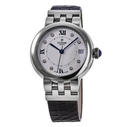 Tudor Clair De Rose White Dial Black Leather Women's Watch M35800-0006