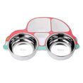 thumbnail image 1 of Platos de cena de acero inoxidable para bebés, plato de comida para aperitivos para niños con forma de coche, bandejas de comida divididas en 5 secciones para niños pequeños, 1 of 5