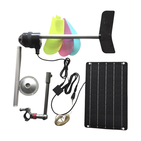 Generador Eólico Portátil con Turbina de Arranque Sensible Iluminación Y Panel Solar Incorporados Y Regulador 5V Adecuado para Suministro de Energía E