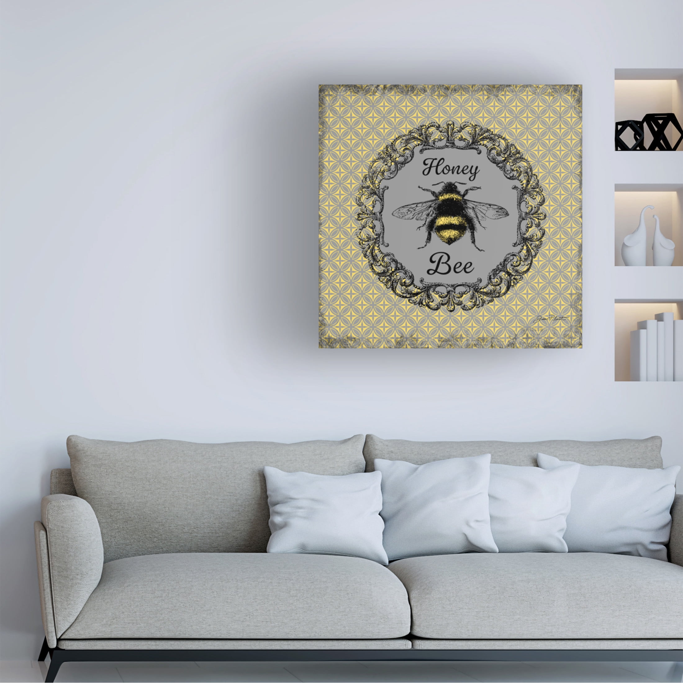 Canvas Wall Art - Jean Plout 'Bee Memories A' Wall Art for Living Room, Bedroom, or Office Décor by Trademark Fine Art - 14 x 14 Inches