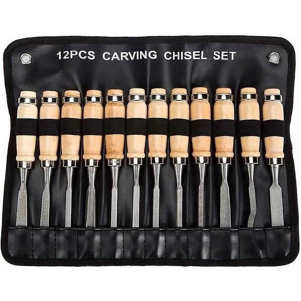 Professional Wood Chisel Set - 12 Sharp Woodworking Tools with Carrying ...