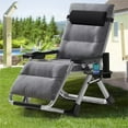 thumbnail image 4 of MOPHOTO Zero Gravity Chair Foldable Reclining Lounge Chair with Headrest & Cup Holder for Indoor Outdoor, Patio Recliner Folding Reclining Chair Support 440lbs, for Beach Poolside Backyard, 2 Pack, 4 of 8
