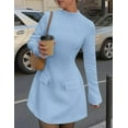 thumbnail image 4 of PRETTYGARDEN Women's Long Sleeve Mini Dress Fall Bodycon Mock Neck Elegant Short Cocktail Holiday Party Dresses, 4 of 10
