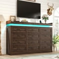 thumbnail image 3 of Large Farmhouse 12 Drawers Dresser for Bedroom with LED Light and Power Outlets, 71" Tall Wood 12 Chests of Drawers for Closet, WideStorage Dresser Organizer for Bedroom, 3 of 8