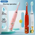 thumbnail image 2 of Cepillo de dientes eléctrico para niños, sónico, con bonito conejo de dibujos animados, para limpieza de dientes, blanqueamiento, cabezal de cepillo de dientes de cerdas suaves para niños J259, 2 of 5