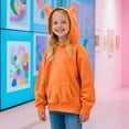 thumbnail image 2 of Riecok Kids Pullover Sweatshirts Long Sleeve Round Neck Solid Color Fashion Casual Tops with Pocket Clothes for Girls and Boys Orange 7 Years, 2 of 8