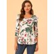 thumbnail image 2 of Camisa Peplum Estampada Con Cuello Redondo Y Mangas Largas De Leopardo Para Mujer Blanco rojo verde L, 2 of 6