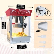 Commercial Popcorn Maker Machine, Enyopro 12oz Kettle Stainless Steel Popcorn Machine with Tempered Glass, Warming Deck, 850W Countertop Popcorn Popper for Movie Theatre, Parties