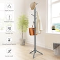 thumbnail image 6 of Giantex Wooden Coat Rack Standing, Coat Tree w/2 Adjustable Height, Hanger Stand w/8 Hooks for Clothes, Hats, Bags, Umbrellas, in Home, Office, Grey, 6 of 8