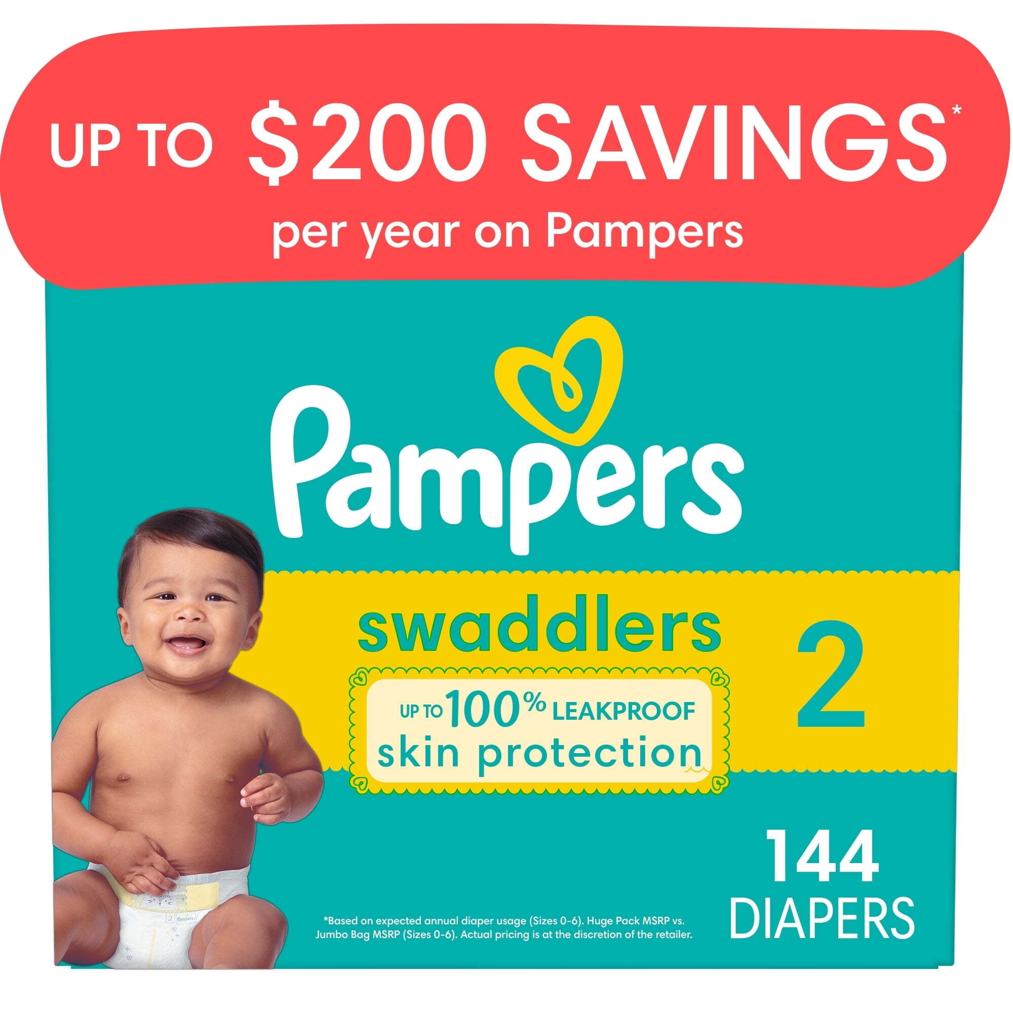 Pampers Swaddlers Baby Diapers Size 2, 144 Count (Select for More Options)