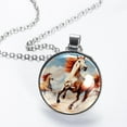 thumbnail image 2 of Horse Elegant Glass Design Circular Pendant Necklace - Stylish Statement Necklaces, 2 of 5