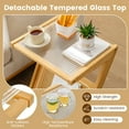 thumbnail image 6 of Costway Rattan Side Table Bamboo Accent Bedside Table with Tempered Glass Top Natural, 6 of 10