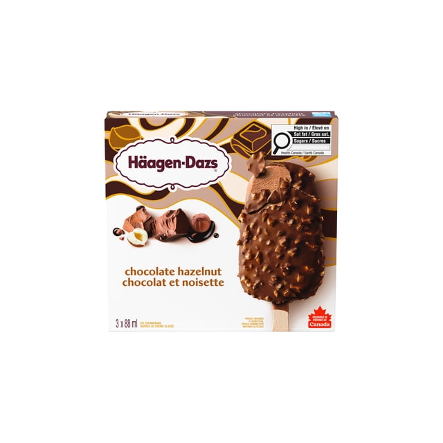 HAAGEN-DAZS Chocolate Hazelnut Ice Cream Bars, 3 x 88 ml