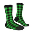 thumbnail image 2 of Goofa Buffalo Plaid Green Black Printed Men's Crew Socks, Soft Durable Breathable Moisture-Wicking with Odor Control Cotton socks, 2 of 9