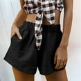 thumbnail image 4 of ZRBYWB Womens Shorts Women's Summer Shorts With Pleated Pockets A Line Elastic Tie High Waist New Shorts Relaxed Fit, 4 of 7