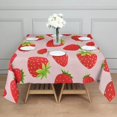 thumbnail image 3 of Red Strawberry Plants Fruit Pink Pattern Square Tablecloth,Waterproof Square Table Cover,Wipeable Spillproof Washable Table Cover for Home Kitchen Party Decor 42"X42"(107x107cm), 3 of 6
