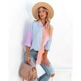 thumbnail image 3 of Sociala Women's Contrast Color Button Down Shirt Casual Blouses Loose Fit Tops with Long Sleeves, 3 of 5