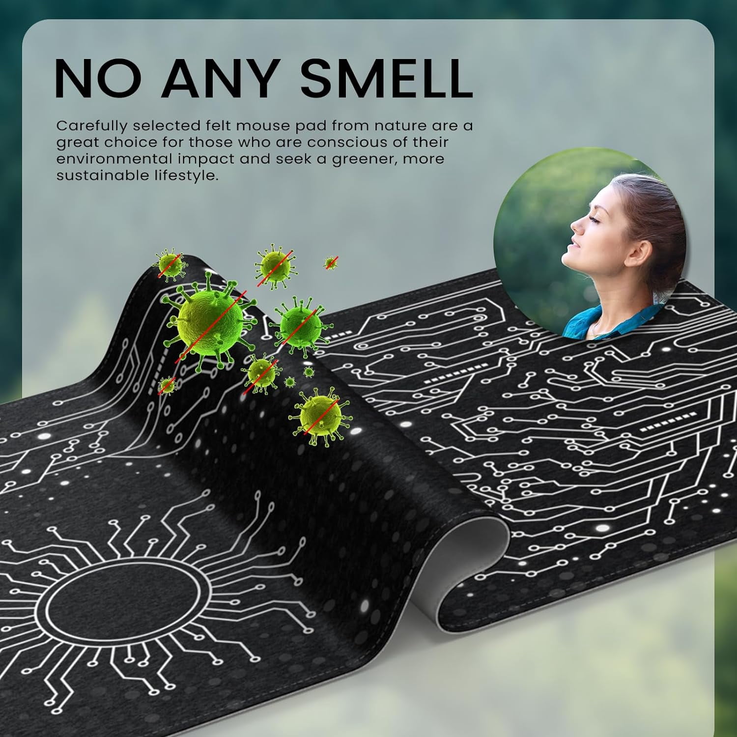 Felt Desk Mat, XXL Large Mouse Pad Desk Pad, Gaming Mousepad, Non-Slip Base, No Any Smell Desk Protector Cover Mat for Computer Keyboard Work Game Office Home-Black Chip